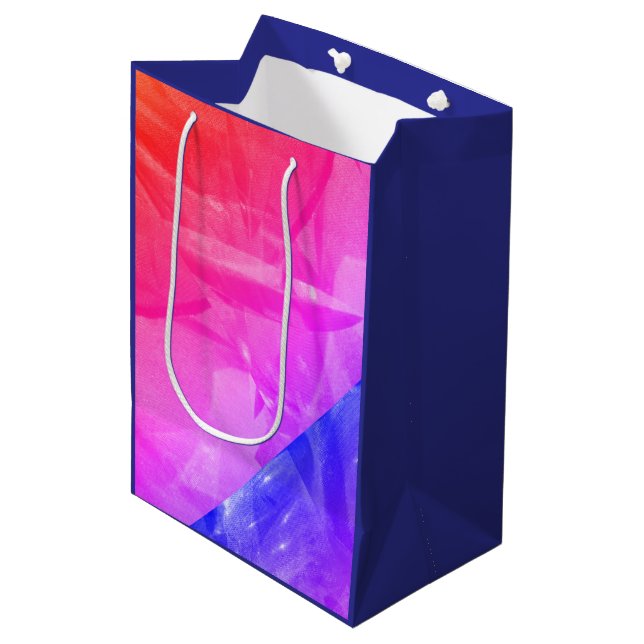 Bright pink red blue abstract sharp design medium gift bag (Front Angled)
