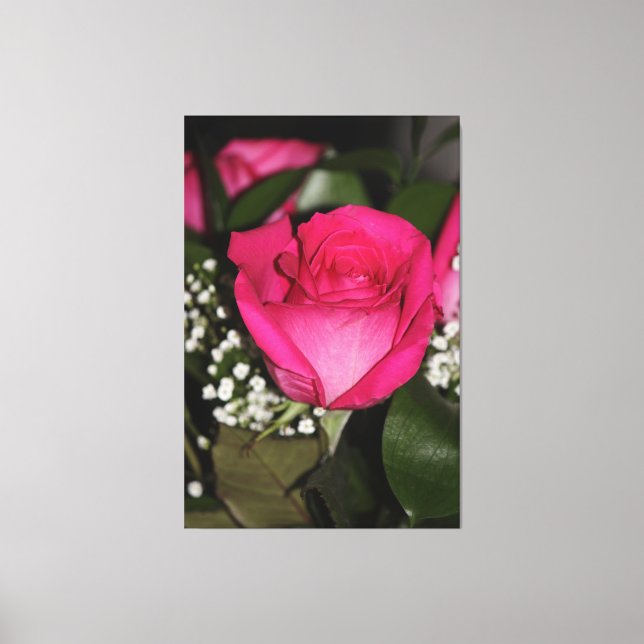 Bright Pink Rose Canvas Print (Front)