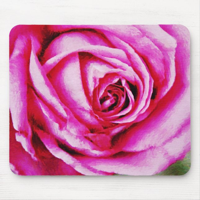 Bright Pink Rose Flower Art Mouse Pad (Front)