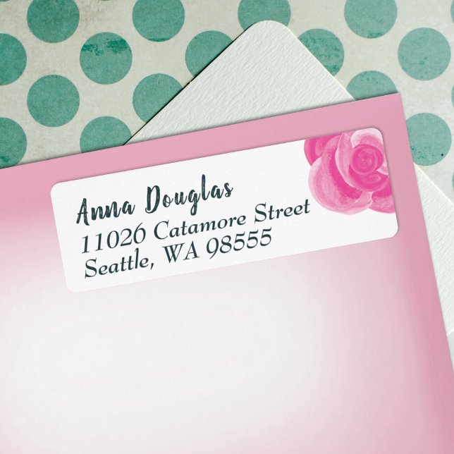 Bright Pink Rose Return Address Labels (pink rose address label return address pink floral roses flower pink grad graduate mailing label)