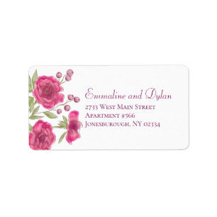 Bright Pink Rose Wedding Address Labels
