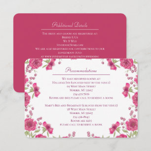 Bright Pink Rose Wedding Enclosure Card