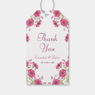 Bright Pink Rose Wedding Gift Tags