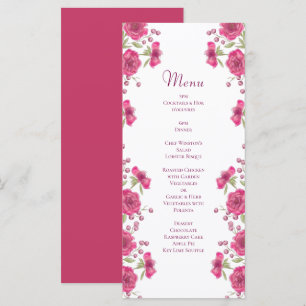 Bright Pink Rose Wedding Menus