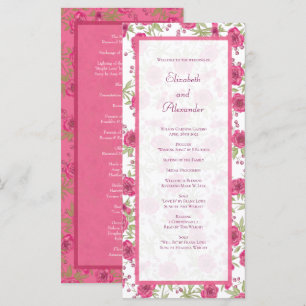 Bright Pink Rose Wedding Programs Menu