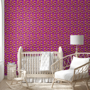 Bright pink rubber duck pattern, cute whimsical ki wallpaper
