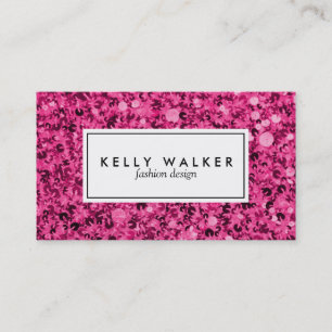 Bright pink sequin business card