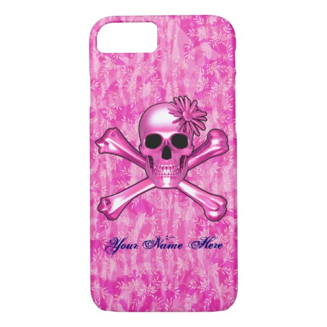 Bright Pink Skull iPhone 7 Case (Back)