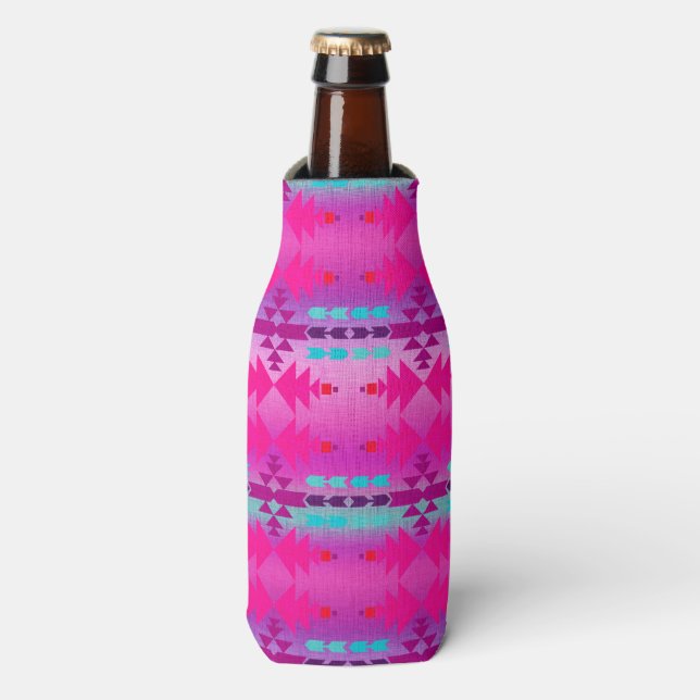 Bright Pink Southwestern Beauty Bottle Cooler (Bottle Front)