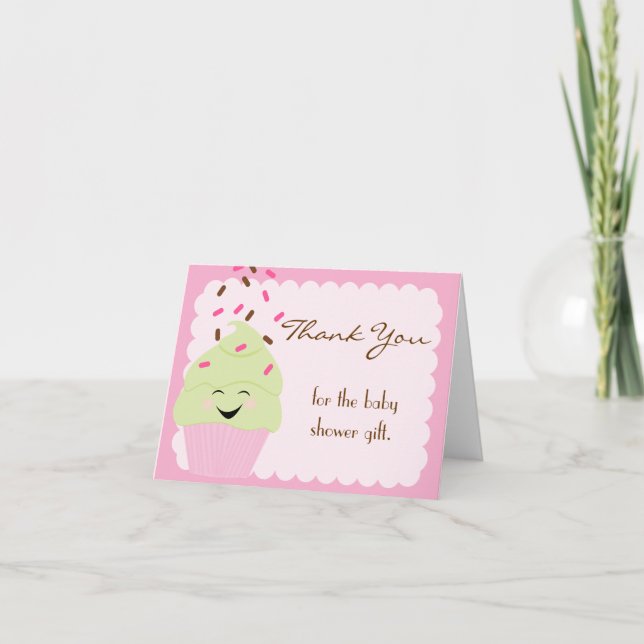 Bright Pink Sprinkles Thank You Card (Front)