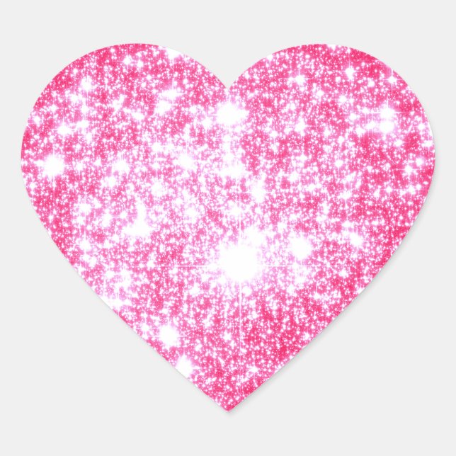 Bright Pink Stars Heart Sticker (Front)