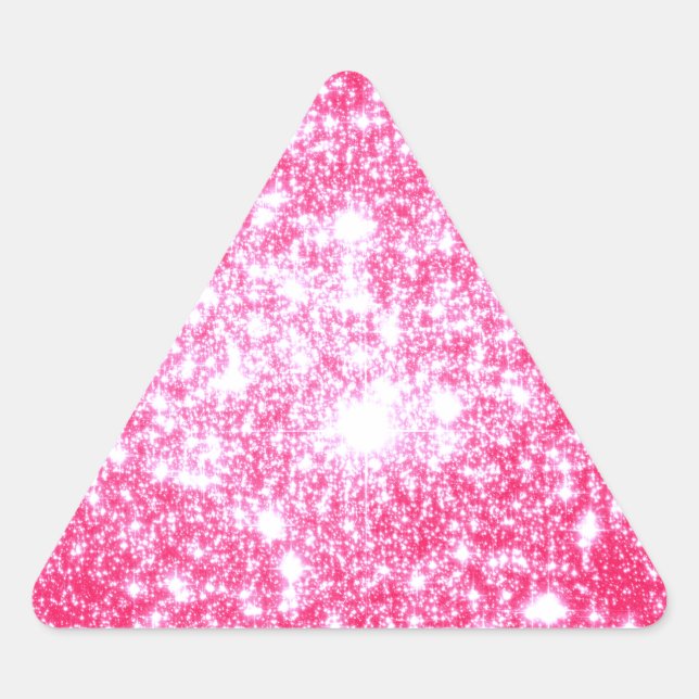 Bright Pink Stars Triangle Sticker (Front)