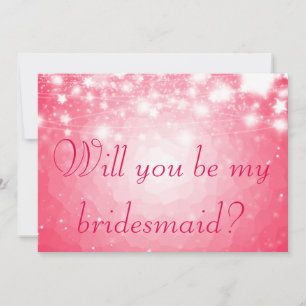 Bright Pink   Stars Will You Be My Bridesmaid Invitation