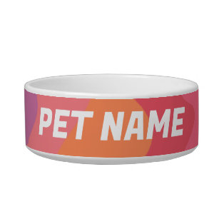 Bright Pink Stripes Customised Dog Pet Water Food  Bowl