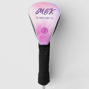 Bright Pink Swirl Design Monogrammed  Golf Head Cover
