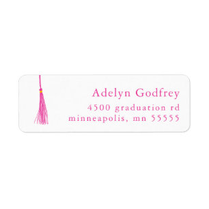 Bright Pink Tassel Graduation Return Address