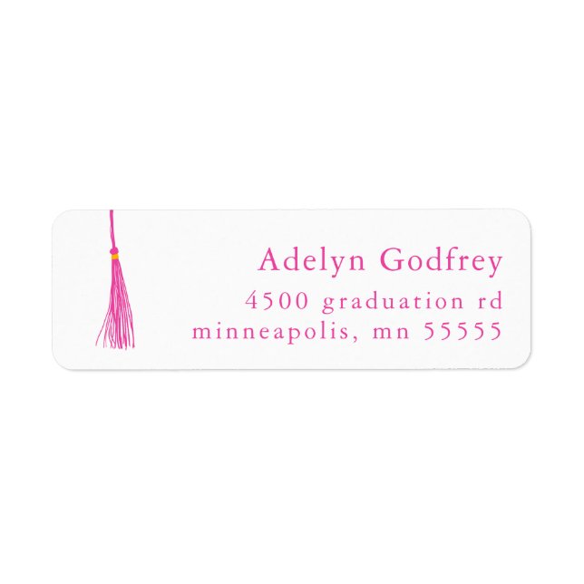 Bright Pink Tassel Graduation Return Address (Front)