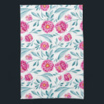 Bright Pink Teal Watercolor Summer Floral Pattern Tea Towel<br><div class="desc">This elegant and pretty watercolor pattern is hand-painted by the artist of La Femme, Rachel Matheney. The print includes bright pink, red, and teal green peony flowers and leaves on top of a simple white background. It's the perfect design for the spring and summer seasons. ***IMPORTANT DESIGN NOTE: For any...</div>