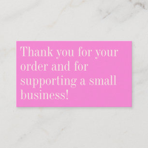 Bright Pink Thank You Message Boutique Packing Business Card