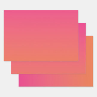 Bright Pink to Orange Gradient Solid Wrapping Paper Sheet