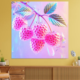 Bright Pink Transparent Raspberries Canvas Print