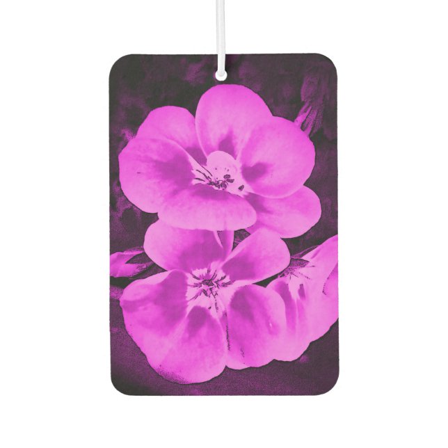 Bright Pink Tropical Flowers Car Air Freshener (Front)