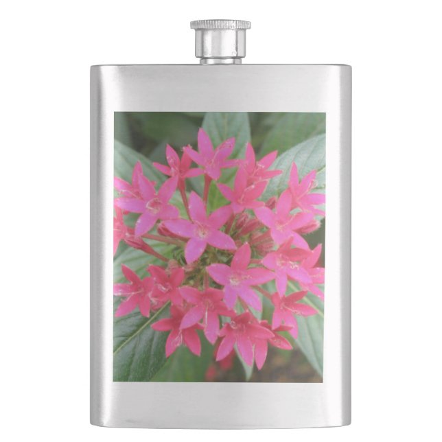 Bright Pink Tropical Flowers Flask (Front)