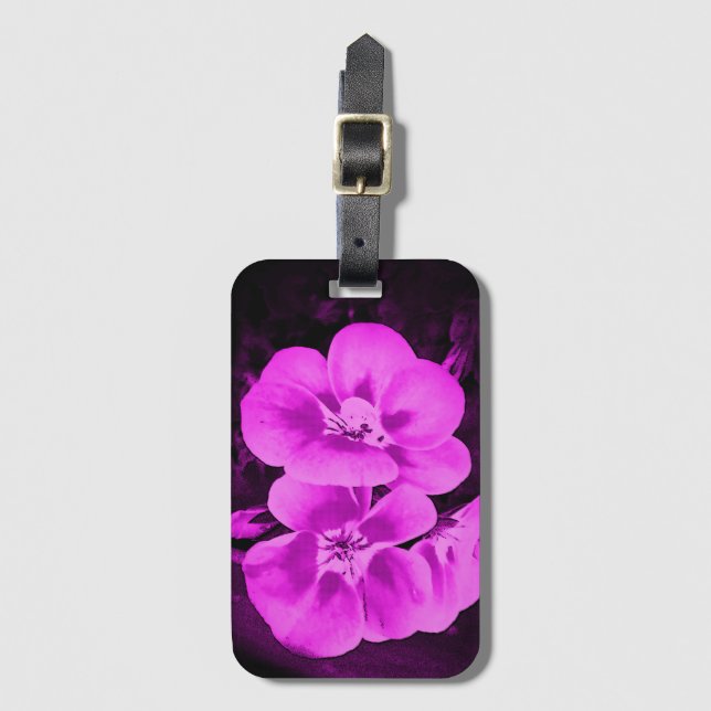 Bright Pink Tropical Flowers Luggage Tag (Front Vertical)