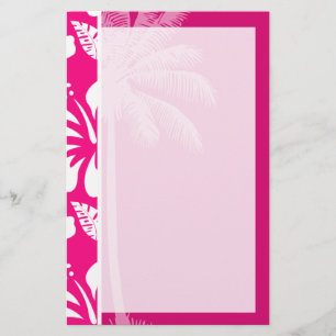 Bright Pink Tropical Hibiscus Stationery