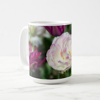 Bright pink tulips on a sunny day    coffee mug