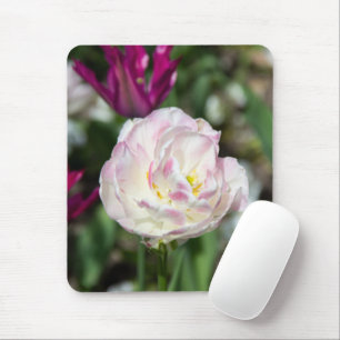 Bright pink tulips on a sunny day mouse mat