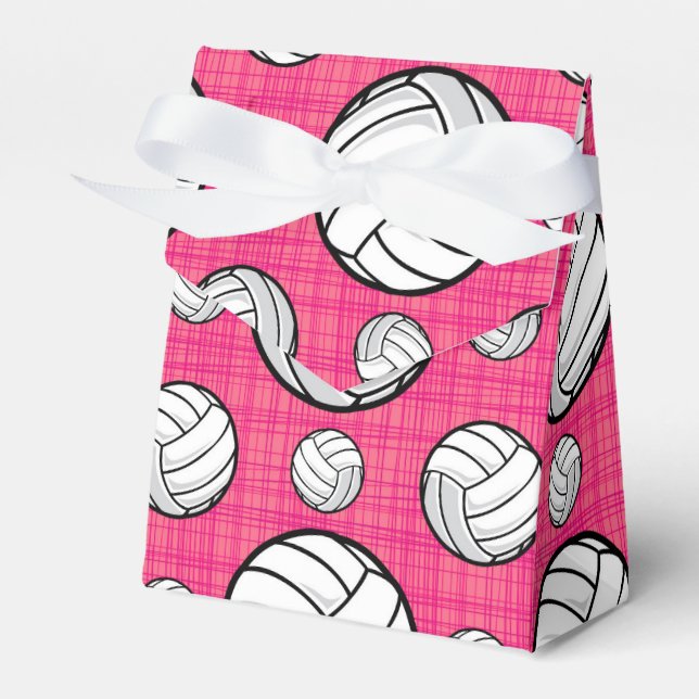 Bright Pink Volleyball Pattern Favour Box (Front Side)