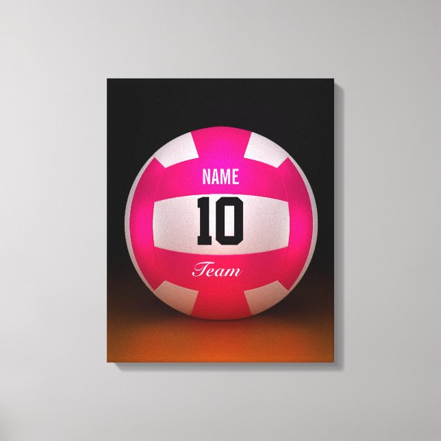 Bright Pink Volleyball Team Canvas Print (Front)