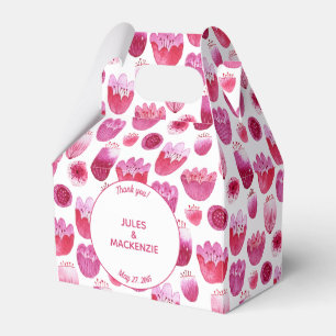 Bright Pink Watercolor Blossom Floral Favour Box