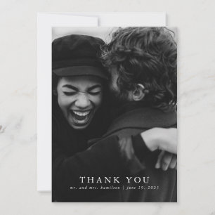 Bright Pink Watercolor Botanical Floral Wedding Thank You Card