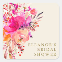 Bright Pink Watercolor Floral Bridal Shower Custom