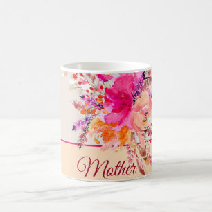 Bright pink watercolor floral customisable  coffee mug