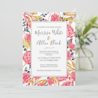 Bright Pink Watercolour Floral Pattern Invitation