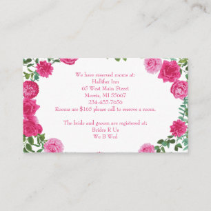 Bright Pink Wedding Roses Floral Modern Enclosure Card