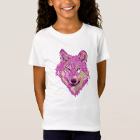 Bright Pink White Gold Watercolors Splatters Wolf