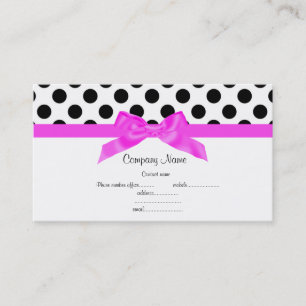 BRIGHT PINK & WHITE POLKA DOT BUSINESS CARD