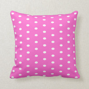 Bright Pink  white polka dot pattern Cushion