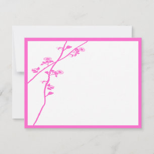 Bright Pink Wild Flower Branch Wedding RSVP Card