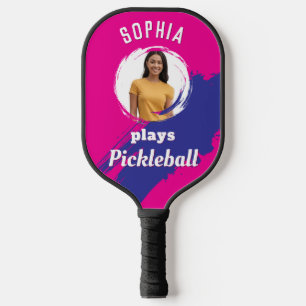 Bright Pink with Photo and Name Personalized Pickleball Paddle