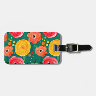 Bright Pink, Yellow and Green Floral Luggage Tag