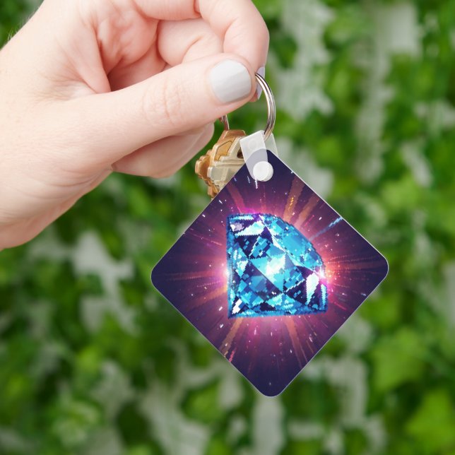 Bright Pixelated Diamond  Key Ring (Hand)