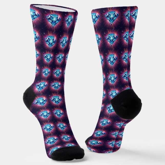 Bright Pixelated Diamond  Socks (Angled)