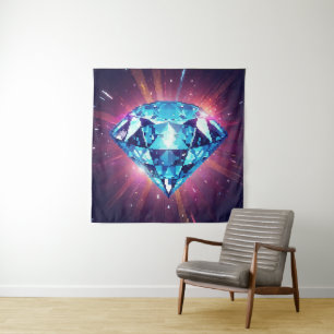 Bright Pixelated Diamond  Tapestry
