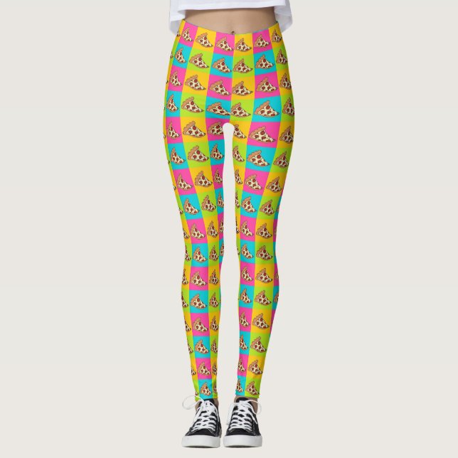 Bright pizza slices design leggings (Front)