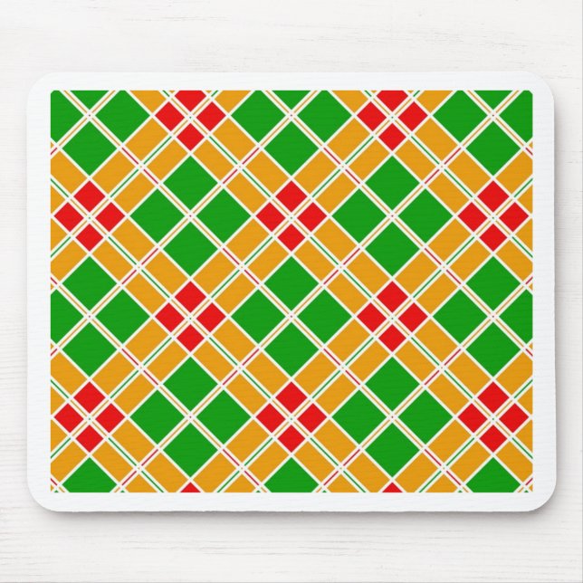 Bright Plaid Argyl green yellow pattern accessory Mouse Mat (Front)
